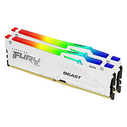 Kingston Fury Beast White RGB - 2 x 32 Go (64 Go) - DDR5 5200 MHz - CL40 Kingston Fury Beast White RGB - 2 x 32 Go (64 Go) - DDR5 5200 MHz - CL40
